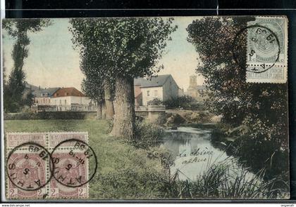 ATHUS : Pont sur la Messancy - colorisé - obl. ATHUS - 1909