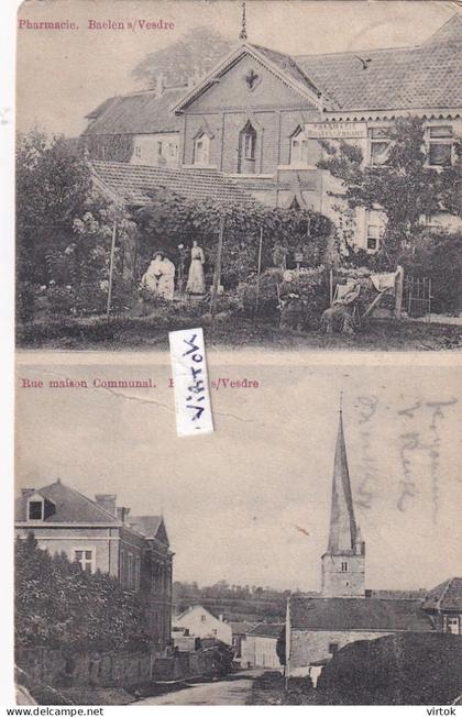 Baelen s/ Vesdre :  Pharmacie & maison communal  ( ecrit 1910 avec timbre )