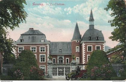 [-50%] CPA -  Rosoux - Le Château - Edit. f. Teheux - Animé - Colorisé - Automobile - Vélo