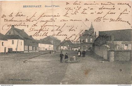 [-5%] BELGIQUE - Bernissart - GrandPlace - tour - enfant - animé - oblit étoilée 1912 - Carte postale ancienne