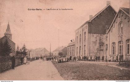 BELGIQUE - cul des sarts - les ecoles et la gendarmerie - Animé - carte postale ancienne -