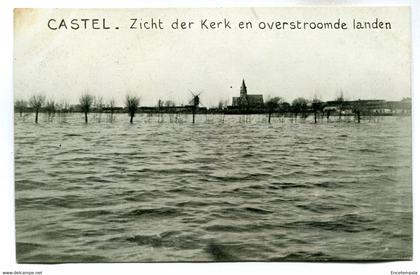 CPA -  Carte Postale - Belgique - Castel - Zicht der kerk en overstroomde landen (BR14452)