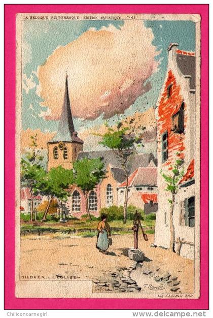 Lithographie J.L. GOFFART - Dilbeek - L'Église - Animée - Dessin F. RANOT - 1907