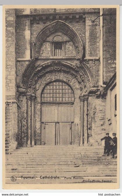 (15869) AK Tournai, Doornik, Kathedrale, Porte Mantille, Feldpost 1917