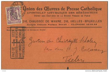 Ixelles - Elsene : Union des qeuvres de presse Catholique  (  2 scan )  (  Aan de gemeente Tielen )