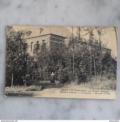 Croix lez Rouveroy (Estinnes) Couvent Ursulines d' Amiens - Un Coin du Parc 1907 bruin bovenrand