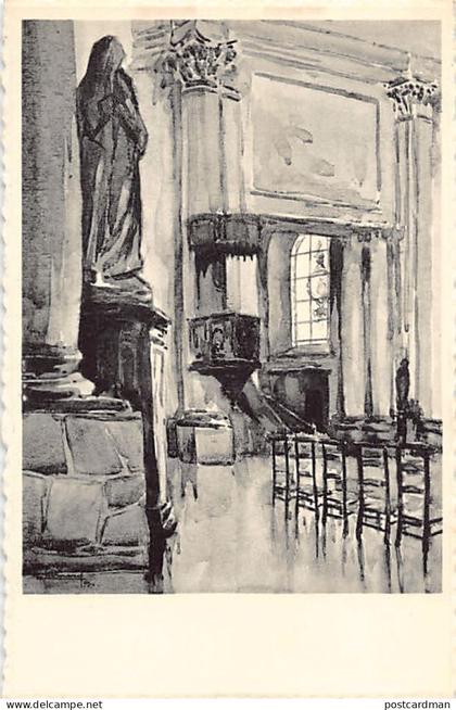 Belgique - GEMBLOUX (Namur) Intérieur d'église, d'après une aquarelle de Michel Bernard