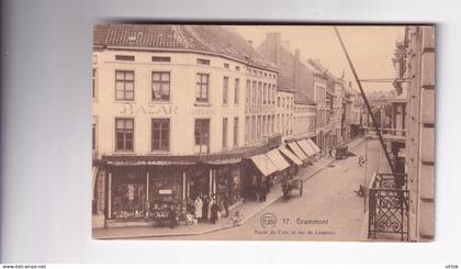 Geraardsbergen :  bazar du coin et rue de Lessines ( 1921 geschreven met zegel ) Ed. Bazar Broeckaert