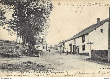 GOUVY. CHERAIN.  LA PLACE ET LA ROUTE DE GOUVY. BELLE ANIMATION.