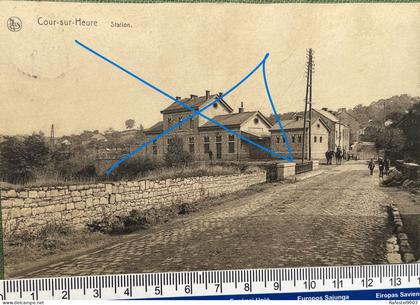 CPA COUR SUR HEURE Région Ham sur Heure Nalinnes Gare Station train Trein