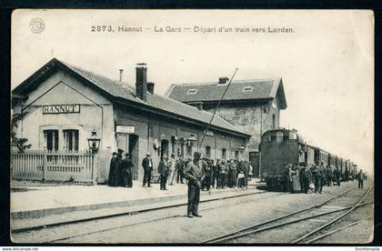 CPA - Carte Postale - Belgique - Hannut - La Gare - Départ d'un Train vers Landen - 1912 (CP20481OK)