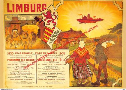 Stad Hasselt 1905 - programma der Feesten - repro affiche - Hasselt