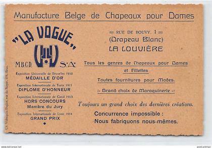 Belgique - LA LOUVIÈRE (Hainaut) Manufacture Belge de Chapeaux pour Dames La Vogue, Rue de Bouvy 1