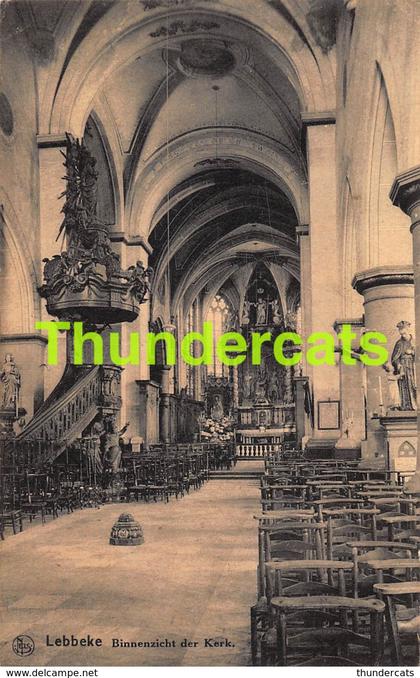 CPA LEBBEKE BINNENZICHT DER KERK