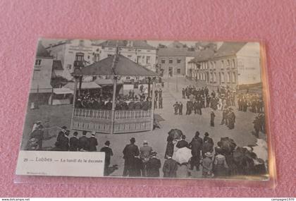 CPA - LOBBES - LE LUNDI DE LA DUCASSE ( TOP ANIMATION - KIOSQUE AVEC FANFARE )
