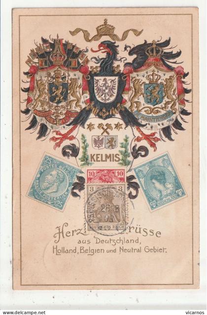 CP BELGIQUE KELMIS Herzliche Grusse aus Deutschland Holland Belgien u Neutral Gebiet
