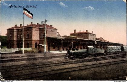CPA Herbesthal Lontzen Wallonien Lüttich, Bahnhof, Eisenbahn