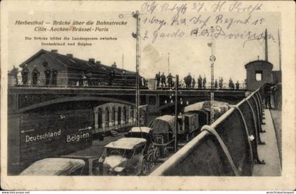 CPA Herbesthal Lontzen Wallonien Lüttich, Brücke über die Bahnstrecke Köln Aachen Brüssel Paris