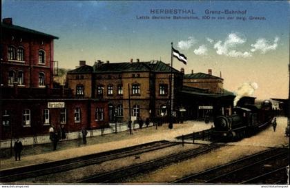 CPA Herbesthal Lontzen Wallonien Lüttich, Grenzbahnhof, Gleisseite, La Gare