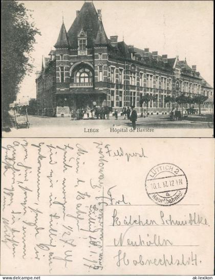 Postkaart Lüttich Luik Lîdje Hôpital de Bavière - Straßenpartie 1917