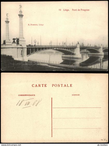 Postkaart Lüttich Luik Lîdje Pont de Fragnée 1913