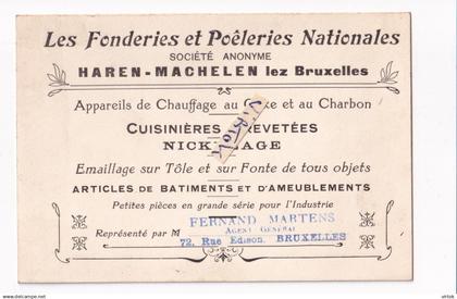 Haren-Machelen lez Bruxelles : Les fonderies et poeleries nationales-nickelage    (reclame kaart  -  carte publicitaire)