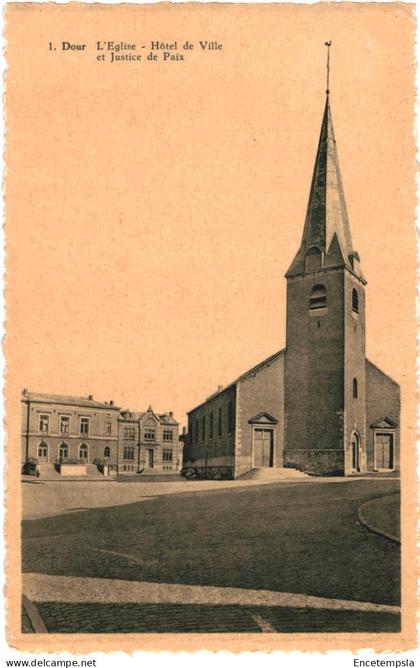 CPA Carte Postale Belgique Dour Eglise Hôtel de Ville Justice de Paix   VM72961