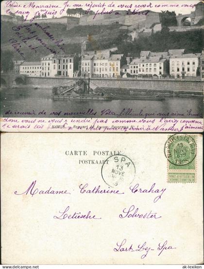 Postkaart Namur Namen Flusspartie Baggerschiff 1915