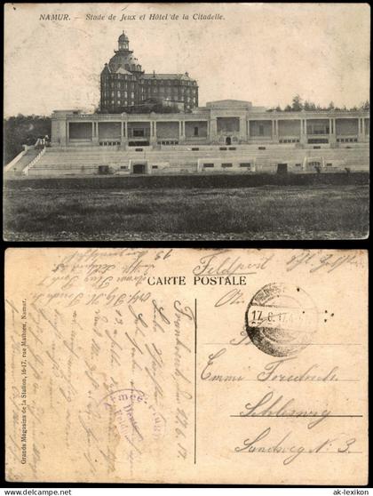 Postkaart Namur Namen Stade de Jeux et Hôtel de la Citadelle. 1917