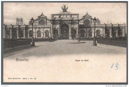 1639 - ohne Porto - alte Ansichtskarte - Bruxelles Brüssel -  La Gare du Midi - Bahnhof Station n. gel. TOP