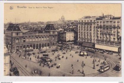 AK 031000 BELGIUM - Bruxelles - Gare du Nord et Place Rogier