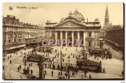 CPA Bruxelles La Bourse Tramway