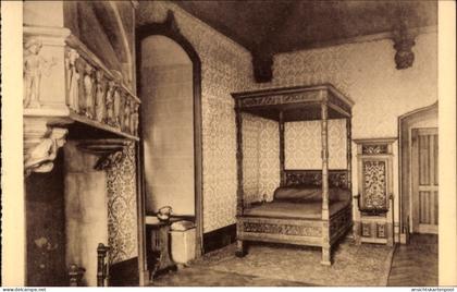 CPA Lennik Brabant flamand, Château de Gaasbeek, Schlafzimmer, bekannt als Blaues Zimmer
