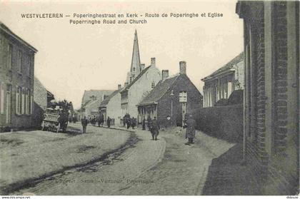 Carte Postale Ancienne - Pays - Belgique - Vleteren - Westvleteren - Poperinghestraat en Kerk - Route de Poperinghe et E