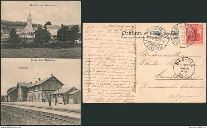 Carte postale - Gruss aus weismes (ansicht von weismes + Bhanhof)