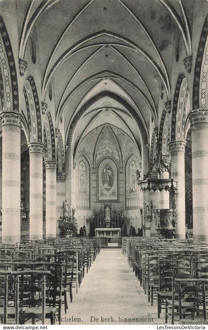 [-10%] BELGIQUE - Wichelen - De kerk - Binnenzicht - Carte postale ancienne