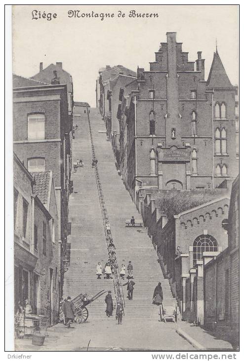 Belgien  3 EF auf  AK: Liege, Lüttich, Montagne de Bueren, gestempelt: Lüttich 29.1.1915