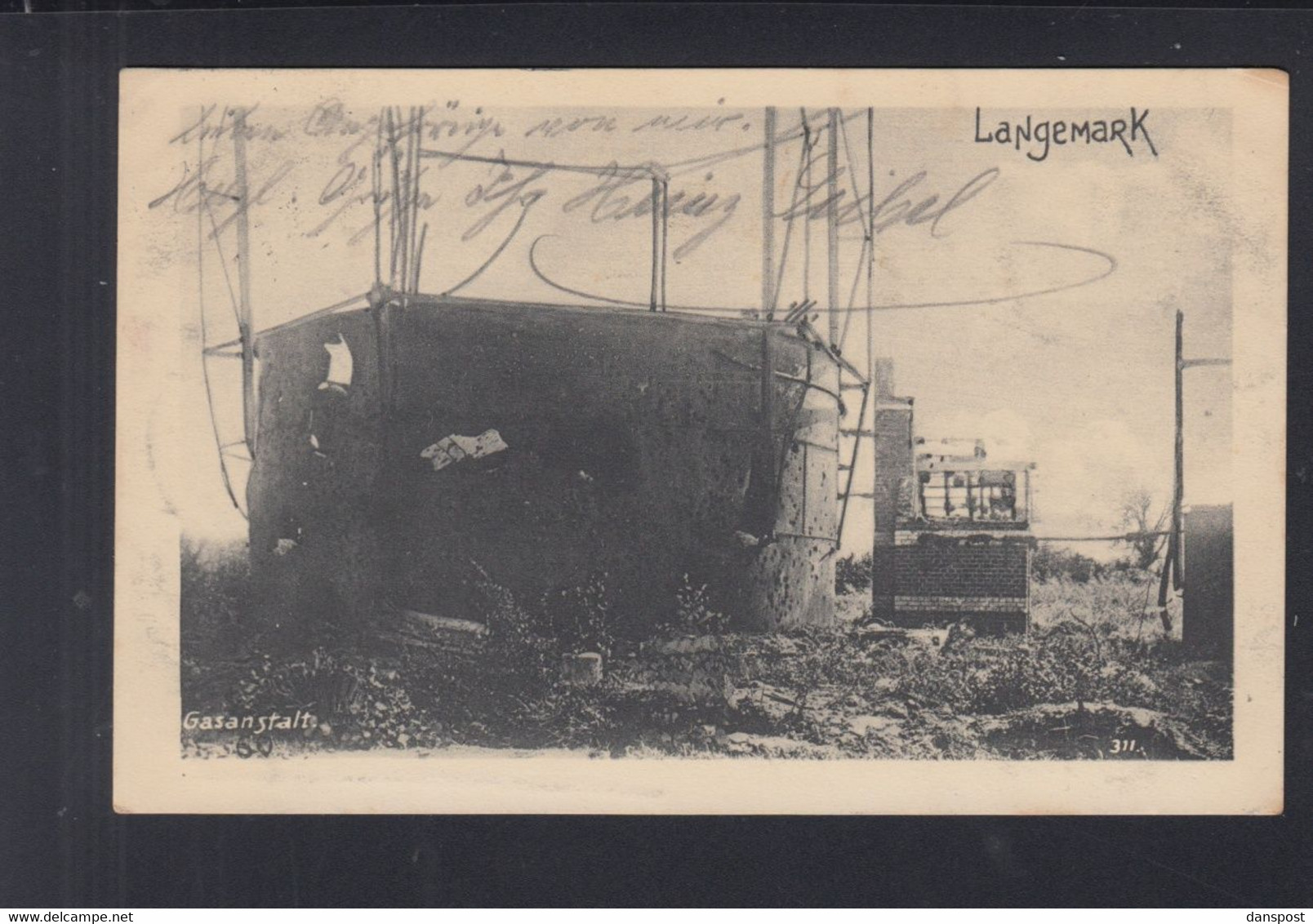 Belgien AK Langemark Gasanstalt 1916