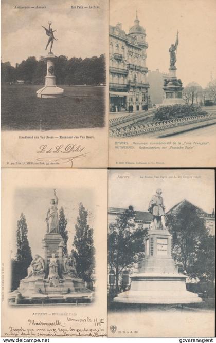 ANTWERPEN    4 KAARTEN MET MONUMENTEN
