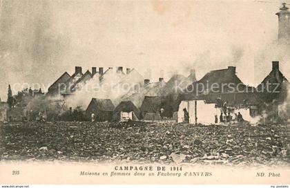 Anvers Antwerpen Maisons en flammes dans un Faubourg d Anvers