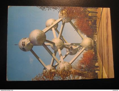 BRUXELLES Atomium physics science 1973 cancel to Spain BELGIUM postcard