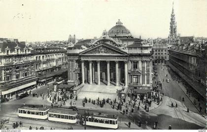 CPA Bruxelles La Bourse Tramway