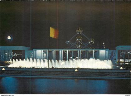 CPM Exposition Universelle de Bruxelles Place et Portique de Belgique la nuit