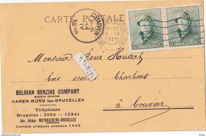 HAREN :  Belgian Benzine Compagny  1920        ( voir scans   ) MARCOPHILIE