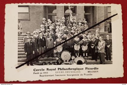 Carte- Cercle Royal Philanthropique Picardie- Evere Bruxelles, Belgique, représentant l'ancienne Bourgeoisie de Picardie