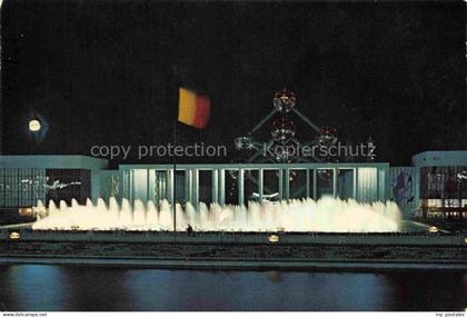 Exposition Bruxelles 1958 Platz und Pforte von Belgien bei Nacht
