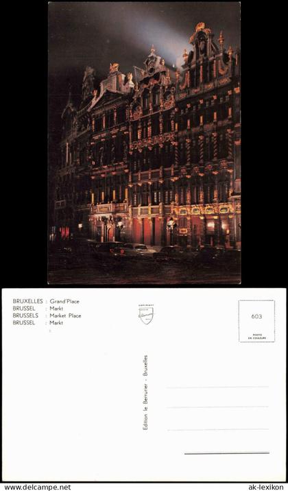 Postkaart Brüssel Bruxelles Grand Place, Market Place by night 1970