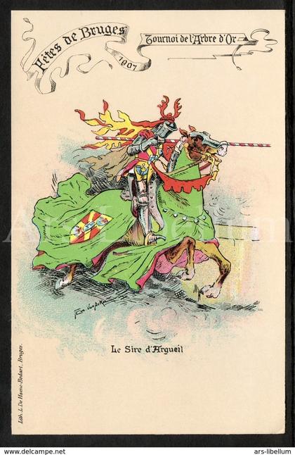 Postcard / unused / Stad Brugge / Steekspel van den Gulden Boom / 1907 / artist signed / Flor Van Acker
