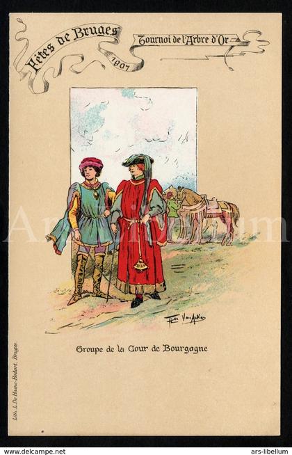 Postcard / unused / Stad Brugge / Steekspel van den Gulden Boom / 1907 / artist signed / Flor Van Acker