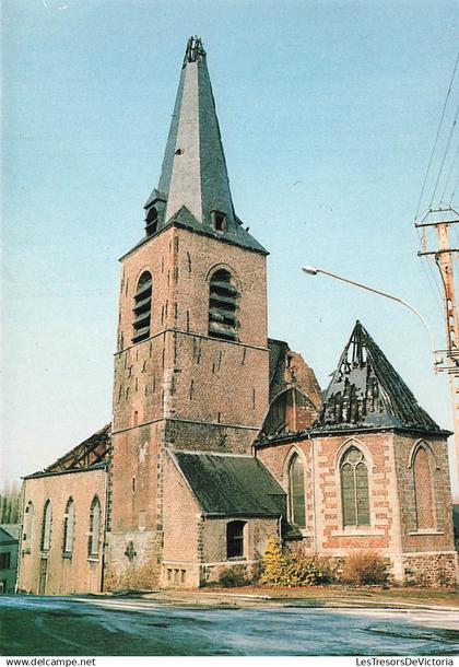 BELGIQUE - Colfontaine - Eglise Notre Dame - Après incendie - Ruines - Place - Village - Carte postale